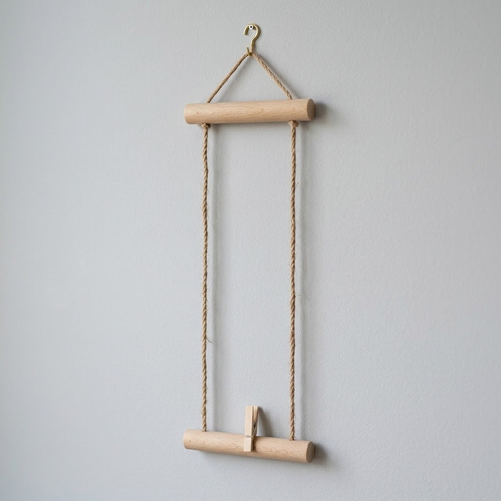 Wood & Rope Hanging Photo Clip Display
