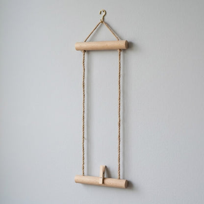 Wood & Rope Hanging Photo Clip Display