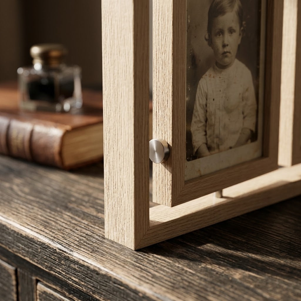 Rotating Double-Sided Wooden Photo Display