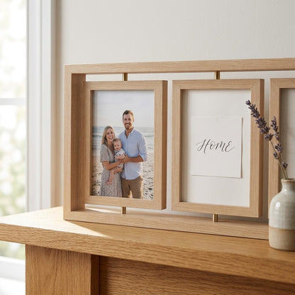 Rotating Double-Sided Wooden Photo Display