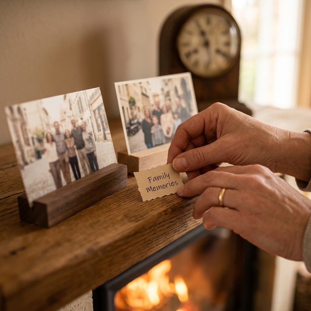 Wooden Card & Photo Display Base